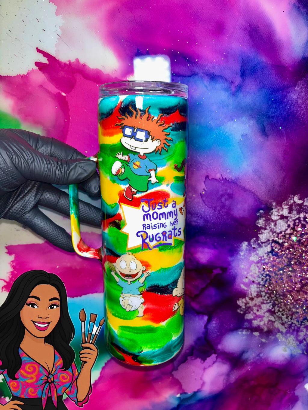 👶✨🍼 “ Rugrat Mama” 30 Oz. Tumbler W/ Handle (Unchosen Collection)