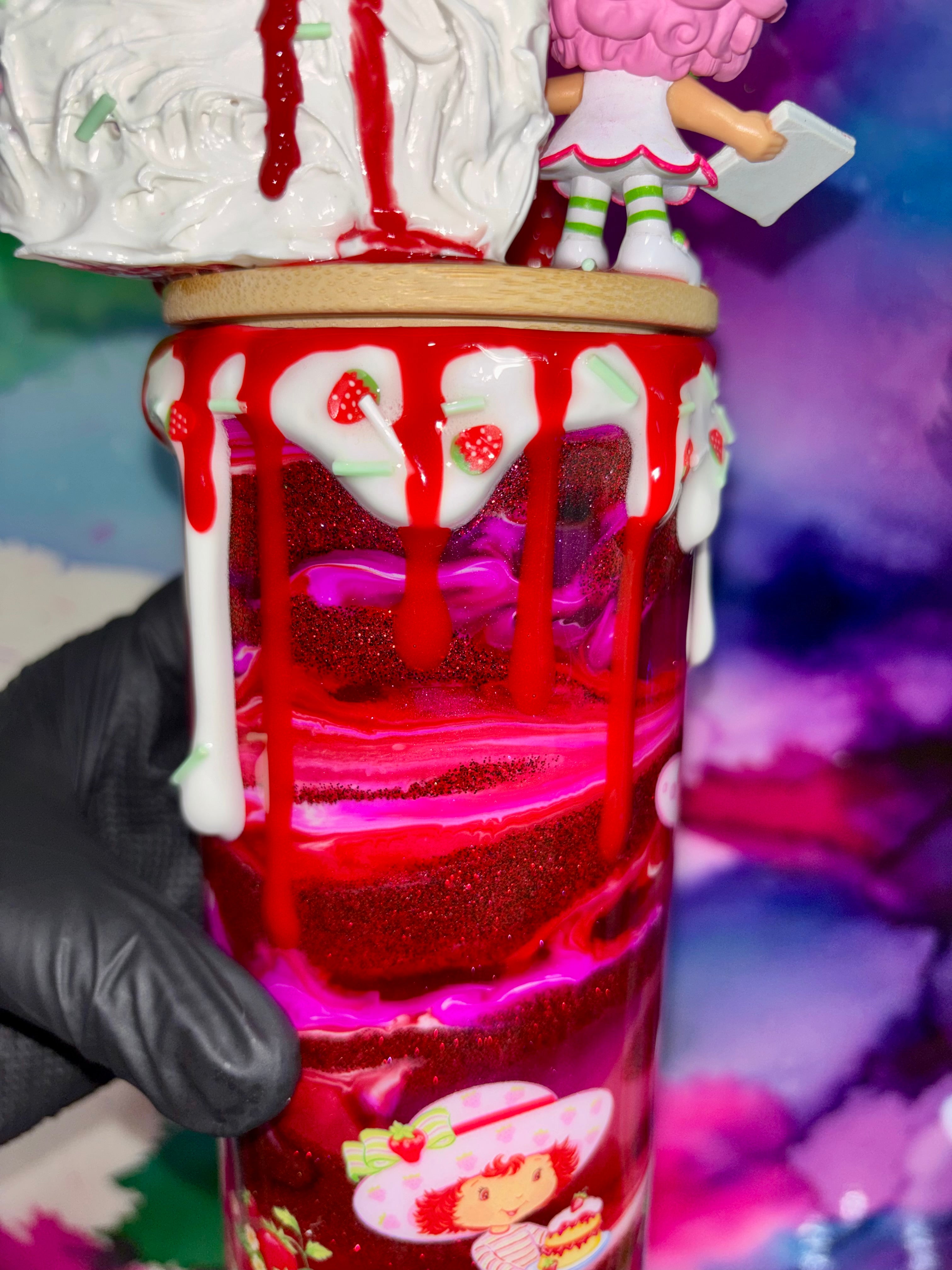 “Sweetest Friends”🍓🍰🍒20 Oz.Glass Tumbler (PREMIUM)