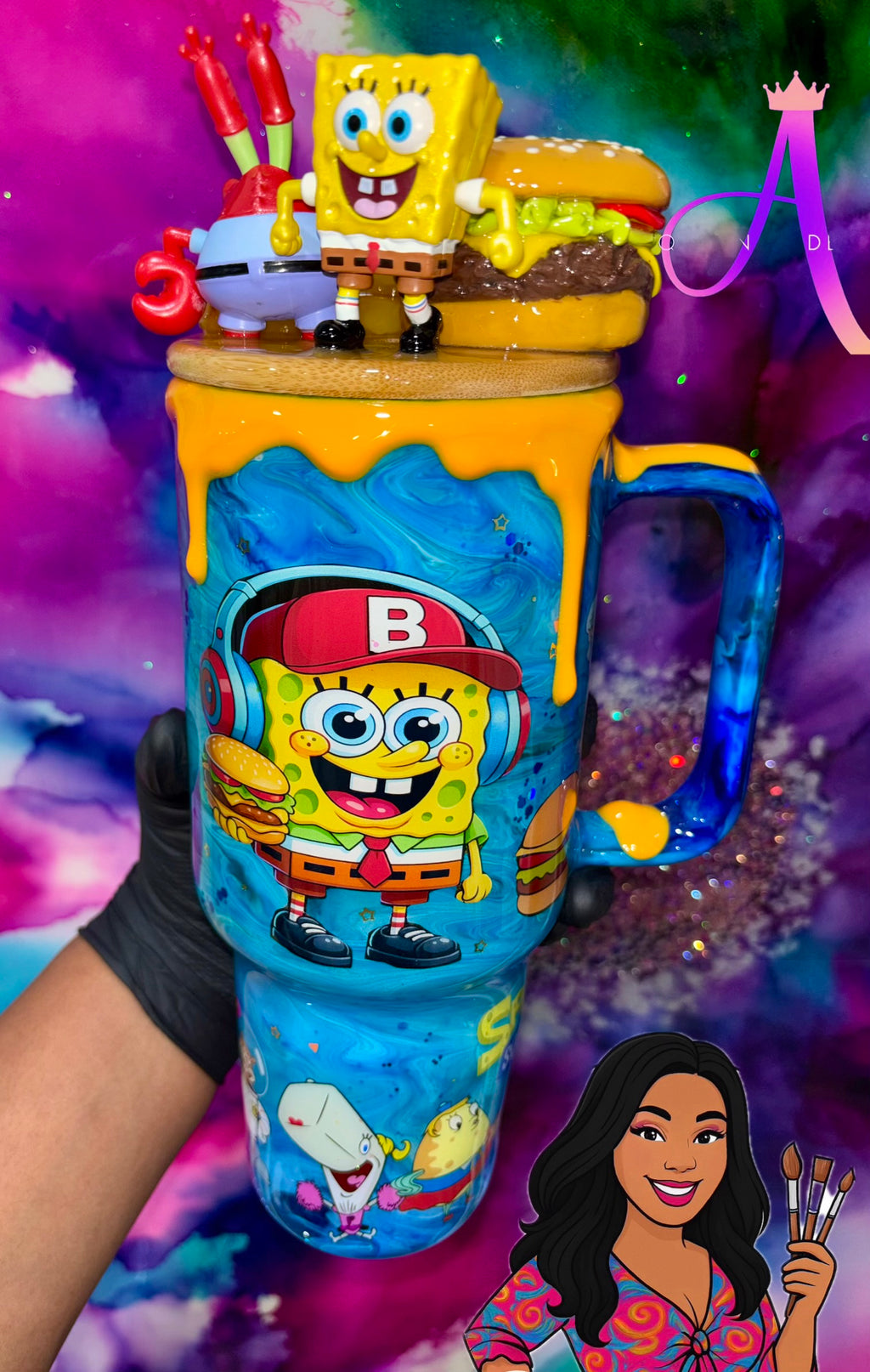 “Deep Sea Burger Bash”🍔🏝️✨💙✨40 OZ. (Glass Tumbler)✨PREMIUM