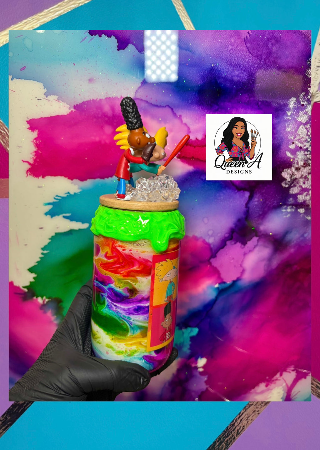 🏙️✨Hey Arnold! “Dream Team”– 18 Oz. Glass Tumbler