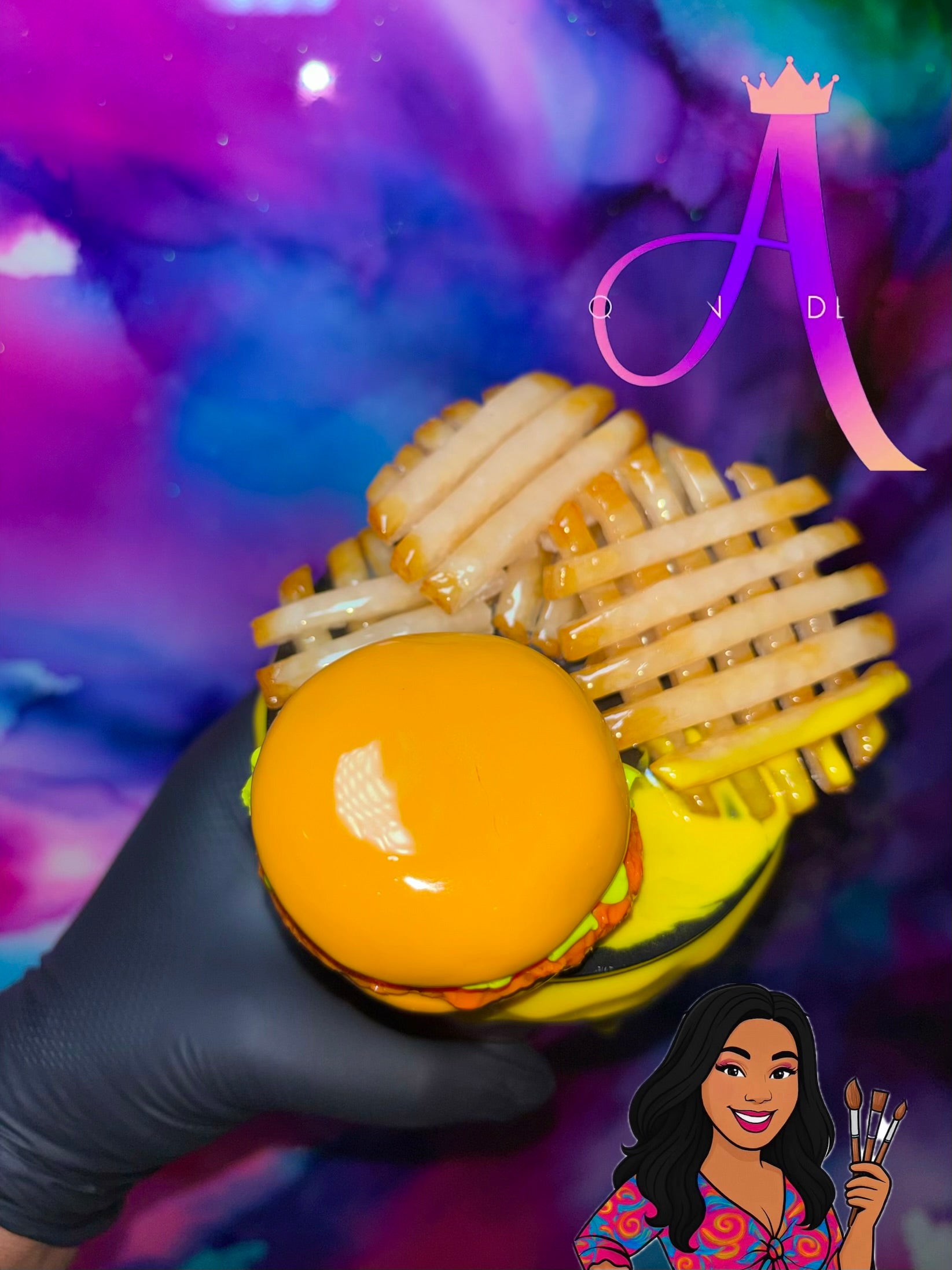 “Kitty Snack Attack” – 24 oz Tumbler (PREMIUM)✨😻🍔🍟✨