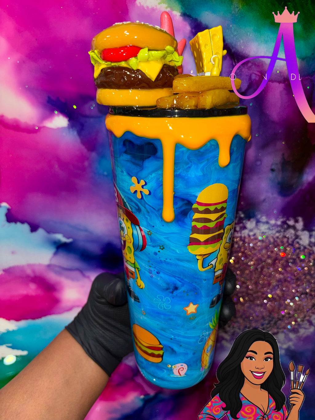 🍔✨🏝️“Bikini Bottom Burger Bliss” 24Oz. Tumbler (PREMIUM)