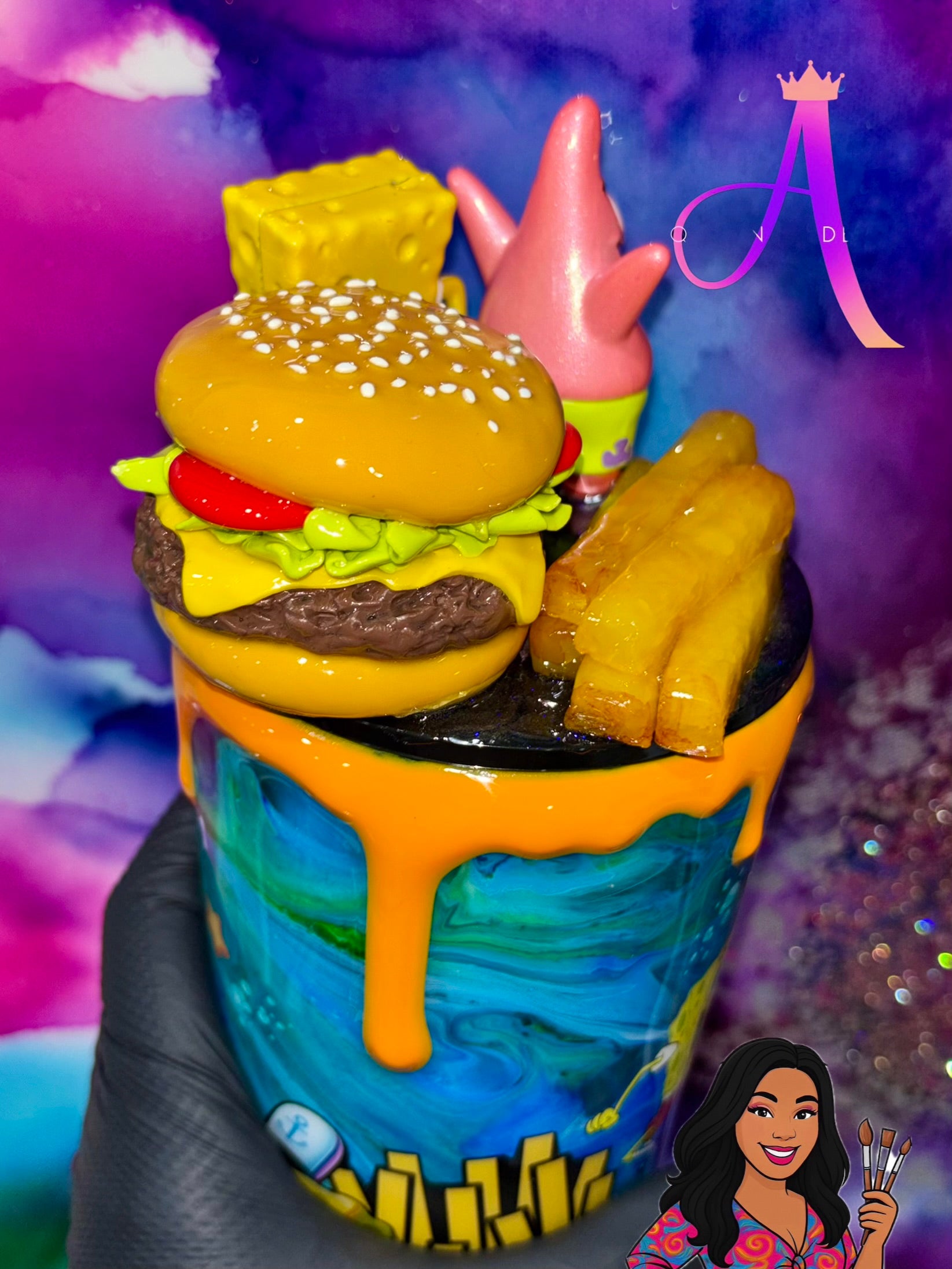 “Underwater Burger Treat”– 24 oz Tumbler✨🍔PREMIUM🍟✨🏝️💙