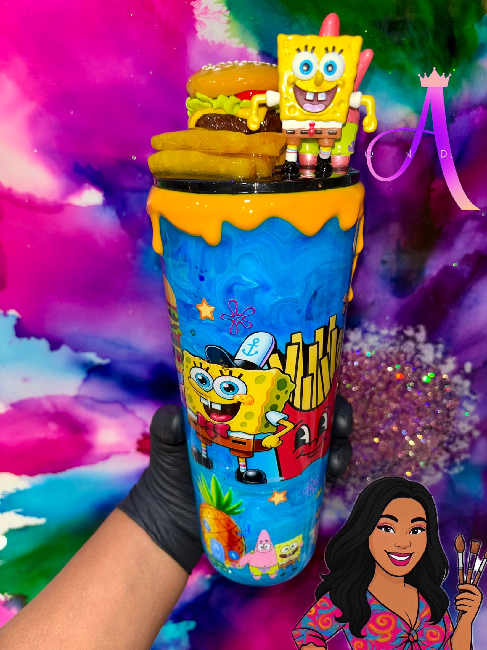 🍔✨🏝️“Bikini Bottom Burger Bliss” 24Oz. Tumbler (PREMIUM)