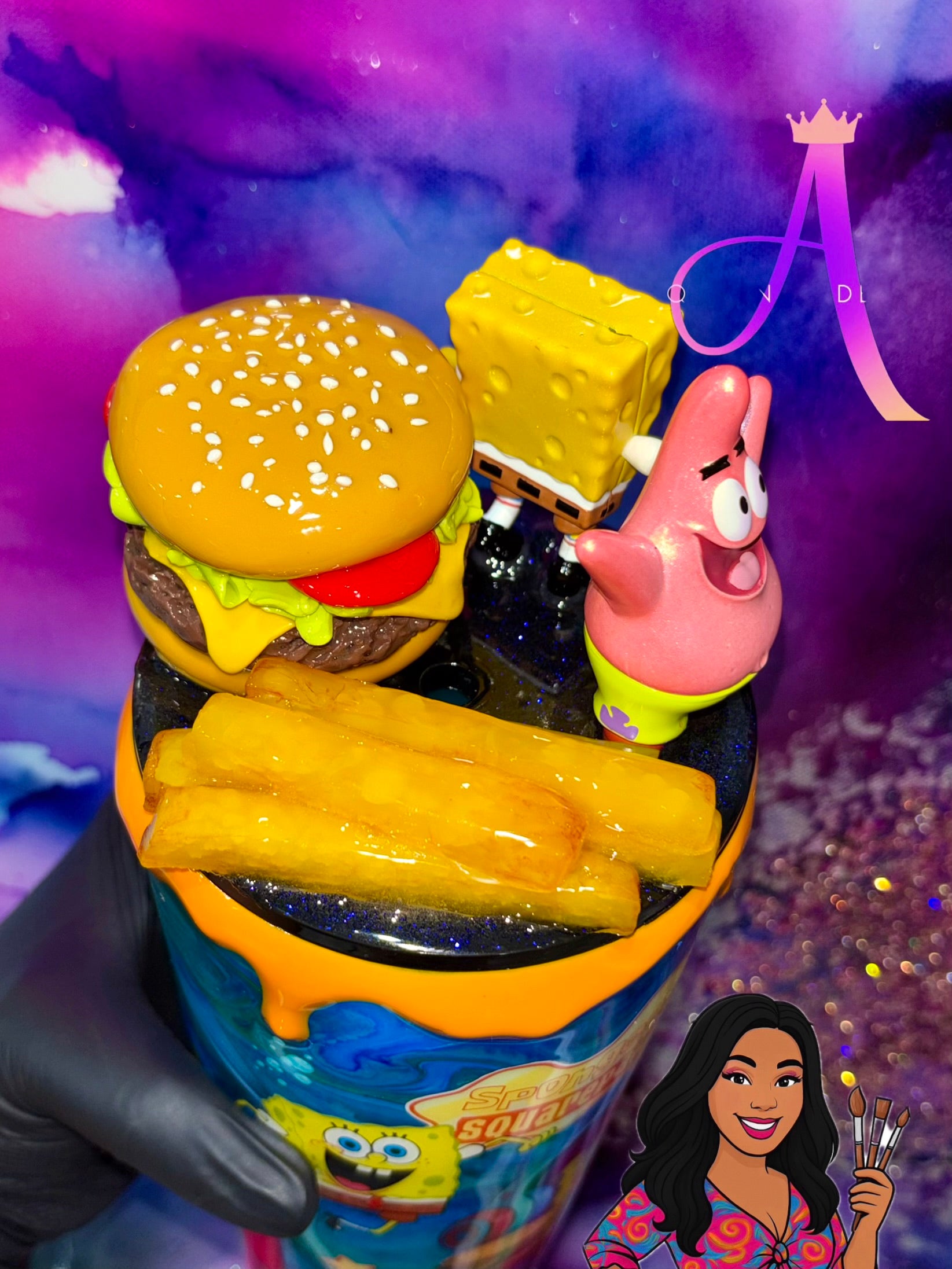 “Underwater Burger Treat”– 24 oz Tumbler✨🍔PREMIUM🍟✨🏝️💙