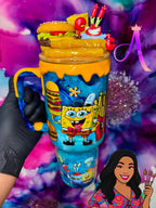 “Deep Sea Burger Bash”🍔🏝️✨💙✨40 OZ. (Glass Tumbler)✨PREMIUM