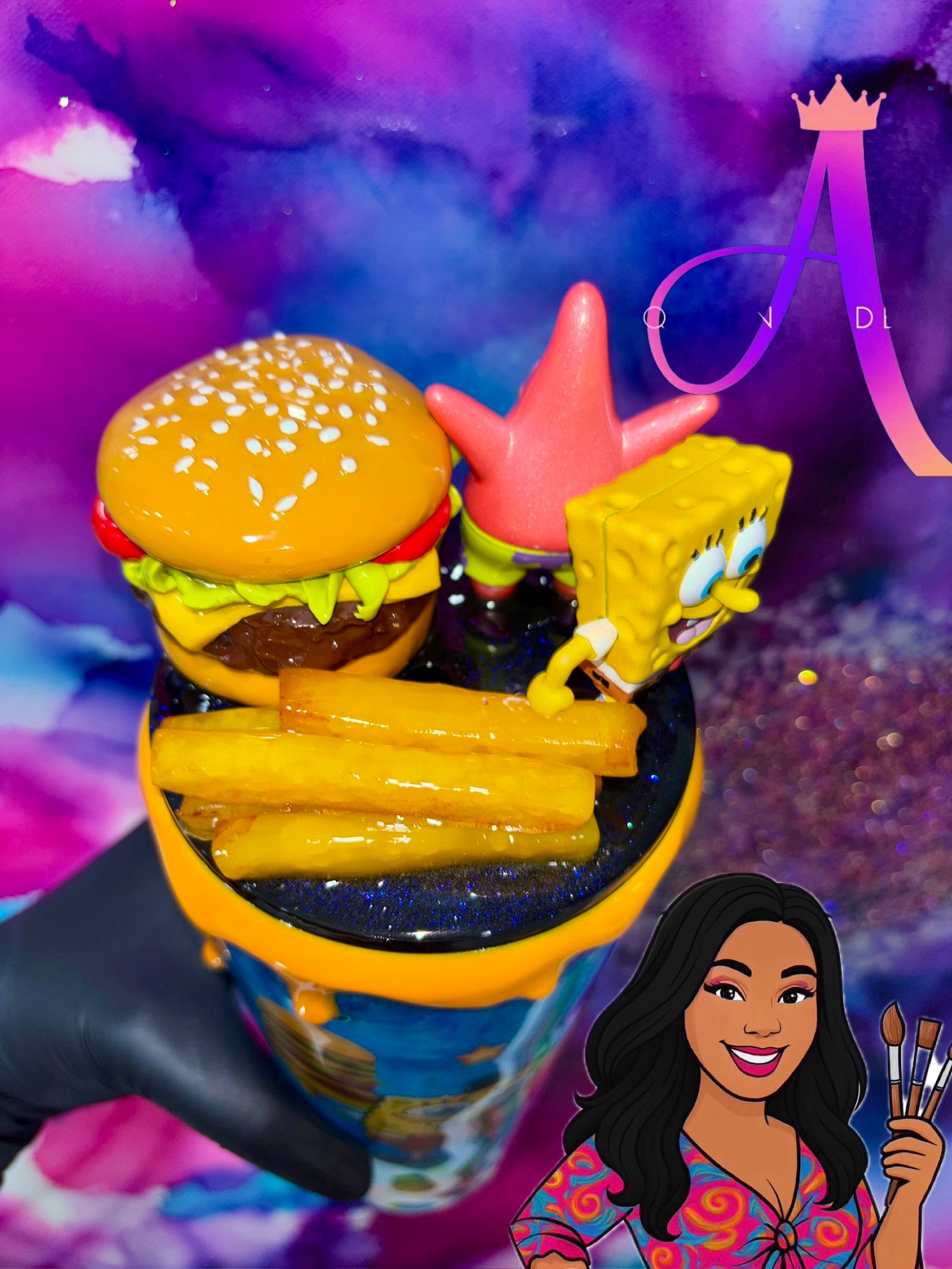 🍔✨🏝️“Bikini Bottom Burger Bliss” 24Oz. Tumbler (PREMIUM)