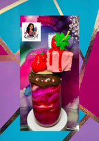 “Sweet Tooth Sipper” 18 oz. Glass Tumbler— W/BAMBOO 3D Lid