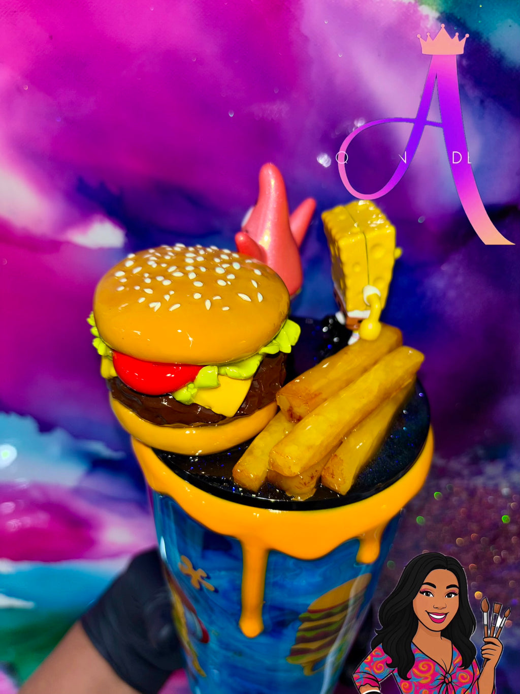 🍔✨🏝️“Bikini Bottom Burger Bliss” 24Oz. Tumbler (PREMIUM)