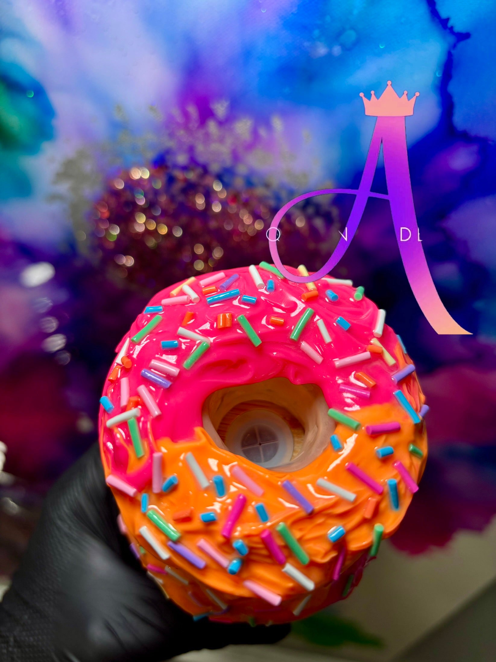 🍩🩷✨“Homers Heaven”✨18 Oz. Glass Tumbler 🩷🧡( Pink & Orange)🩷🧡