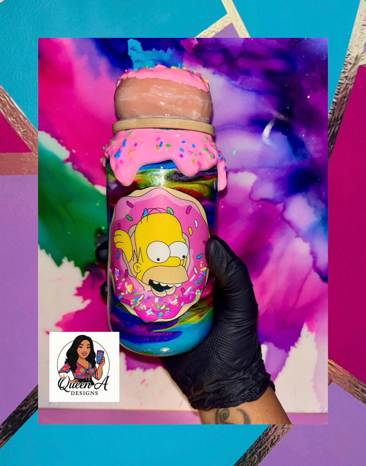 🍩🩷✨“Homers Heaven”✨18 Oz. Glass Tumbler