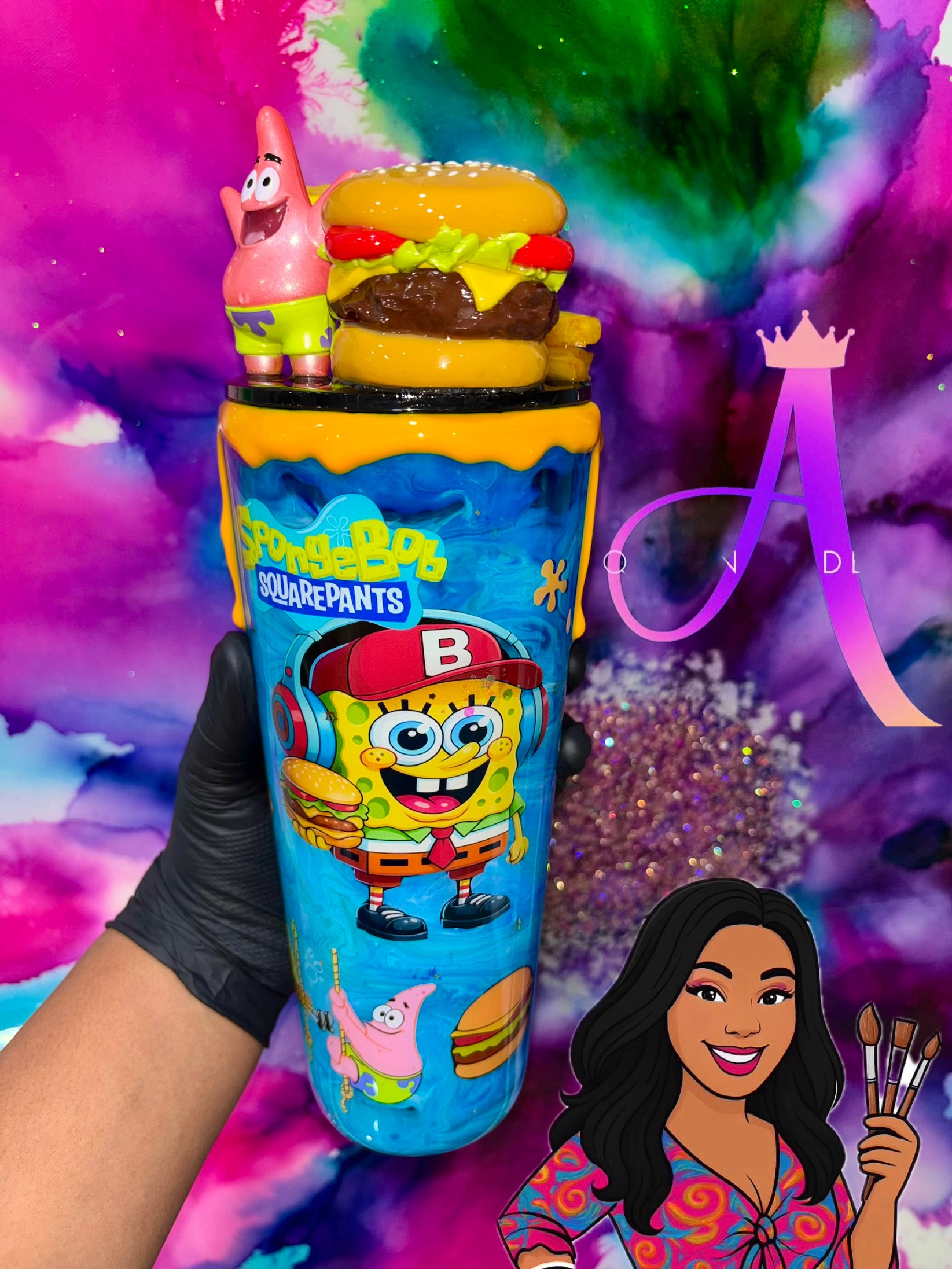 🍔✨🏝️“Bikini Bottom Burger Bliss” 24Oz. Tumbler (PREMIUM)