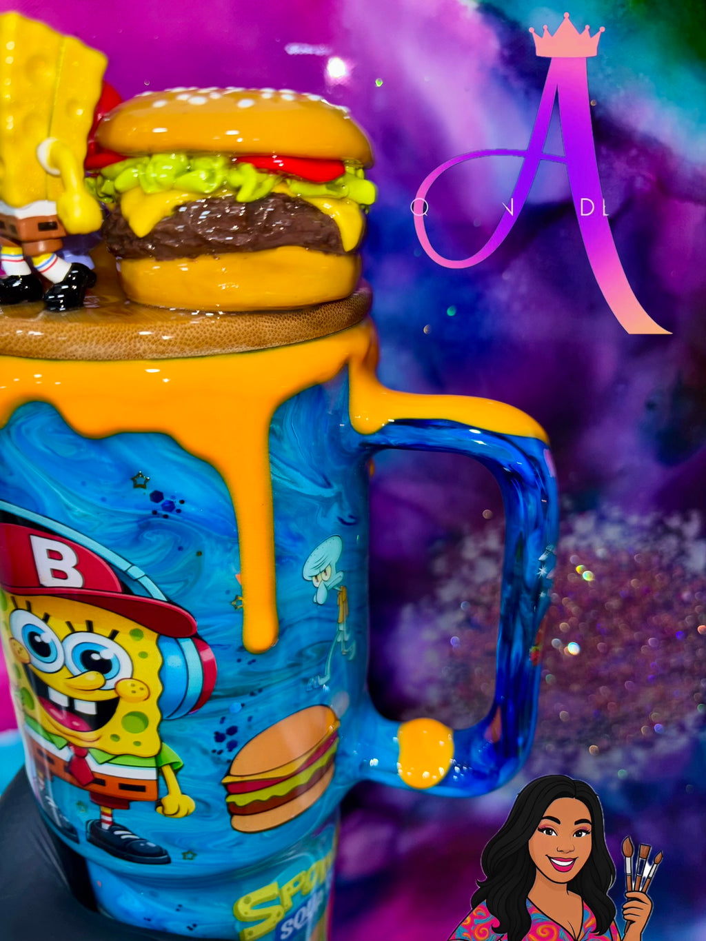 “Deep Sea Burger Bash”🍔🏝️✨💙✨40 OZ. (Glass Tumbler)✨PREMIUM