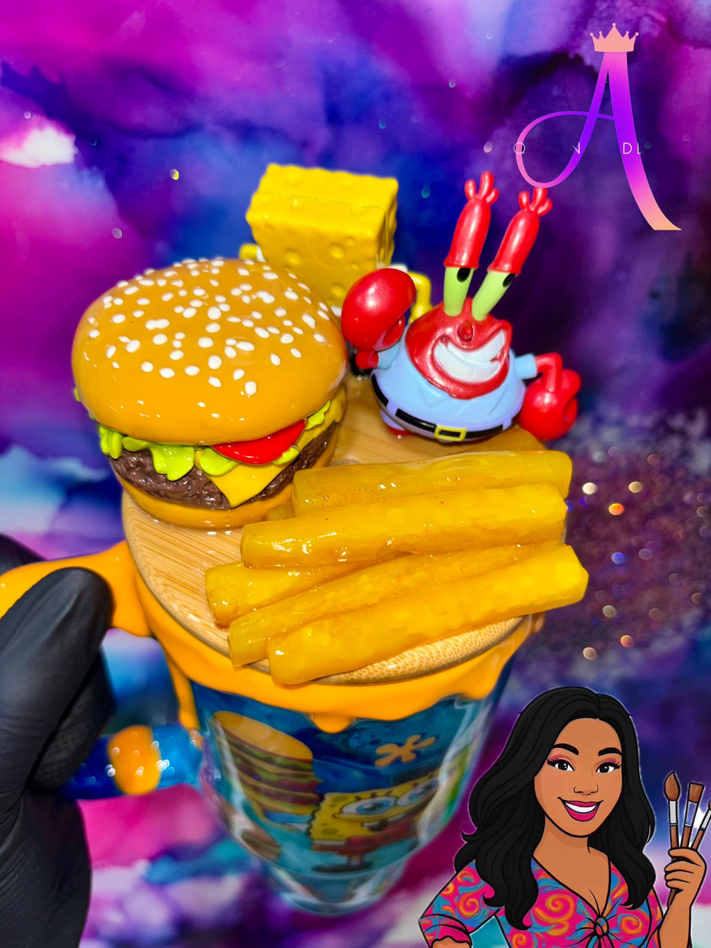 “Deep Sea Burger Bash”🍔🏝️✨💙✨40 OZ. (Glass Tumbler)✨PREMIUM