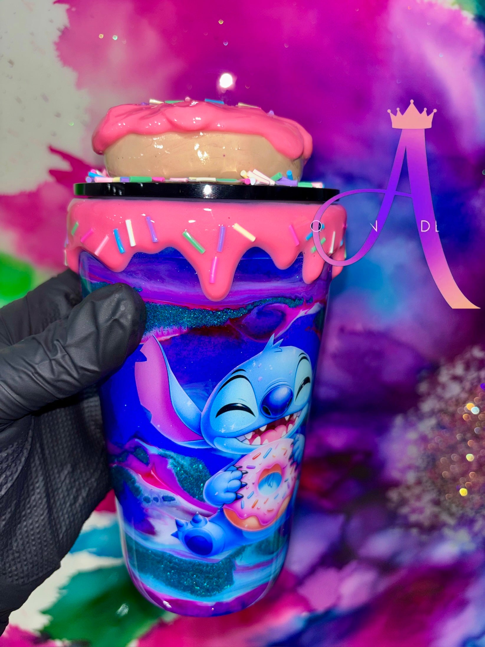 🍩✨ Stitch’s Sugar Rush Delight” –            16 OZ. Acrylic Tumbler
