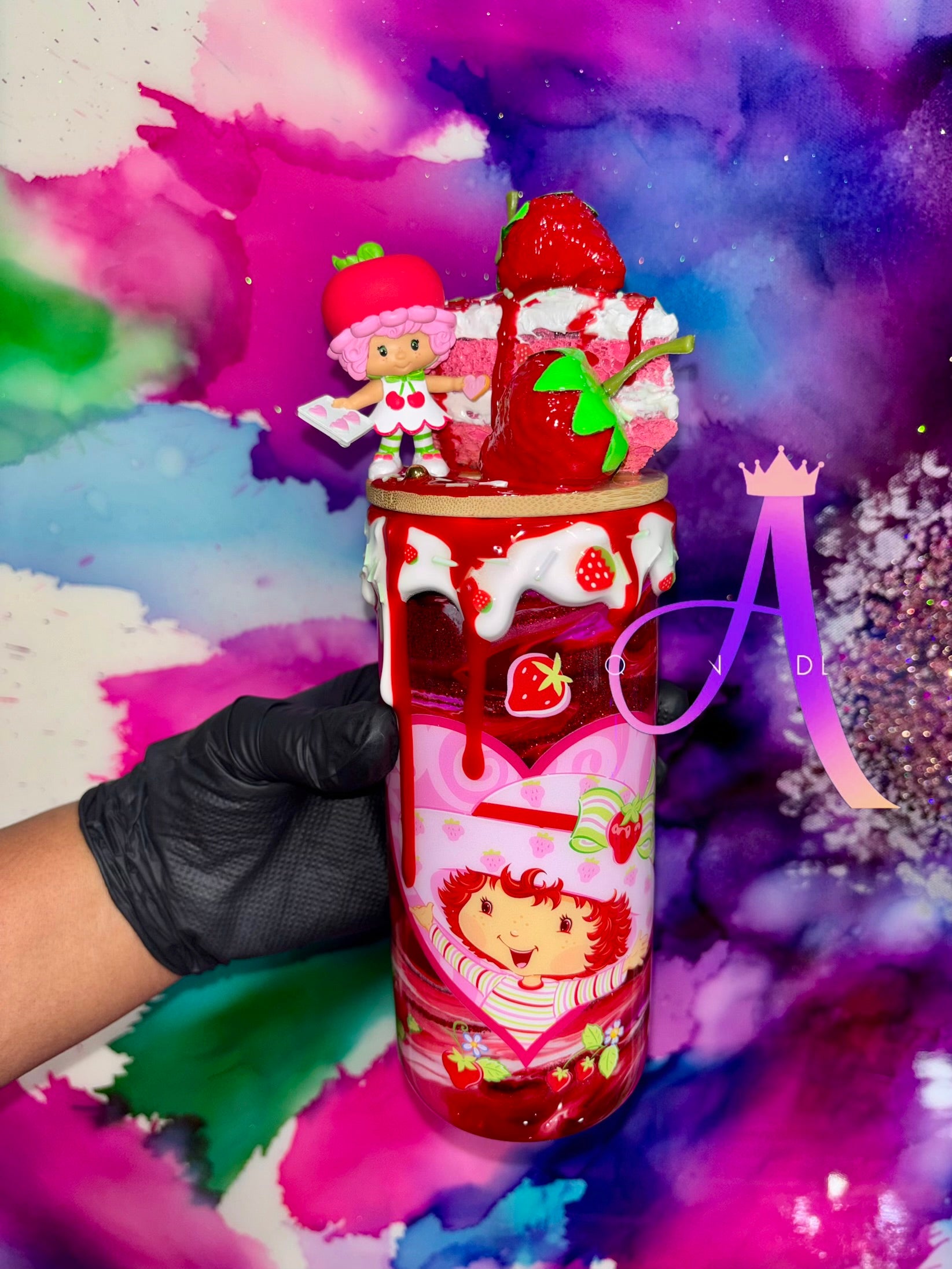 “Sweetest Friends”🍓🍰🍒20 Oz.Glass Tumbler (PREMIUM)