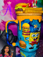 “Deep Sea Burger Bash”🍔🏝️✨💙✨40 OZ. (Glass Tumbler)✨PREMIUM