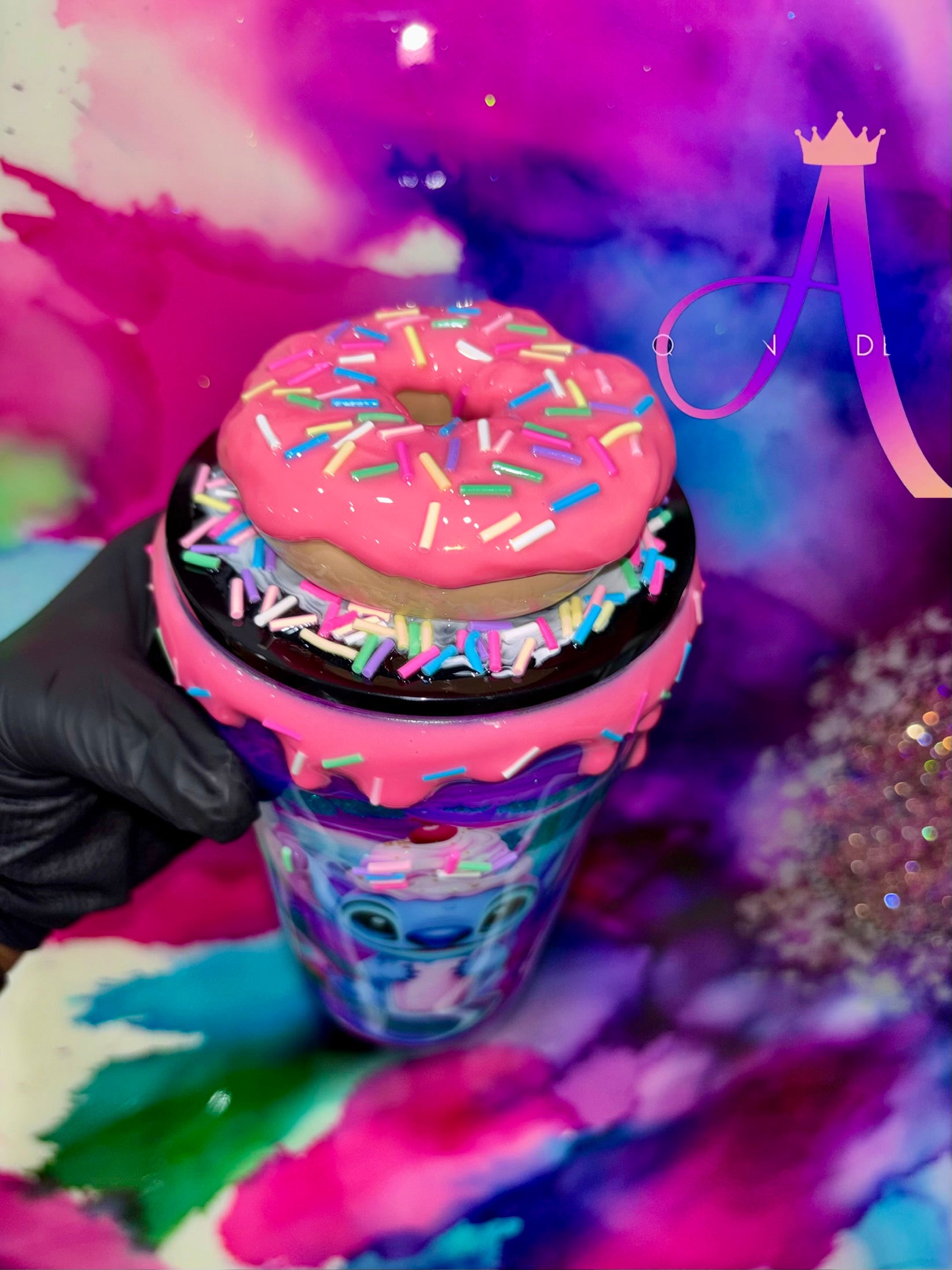 🍩✨ Stitch’s Sugar Rush Delight” –            16 OZ. Acrylic Tumbler