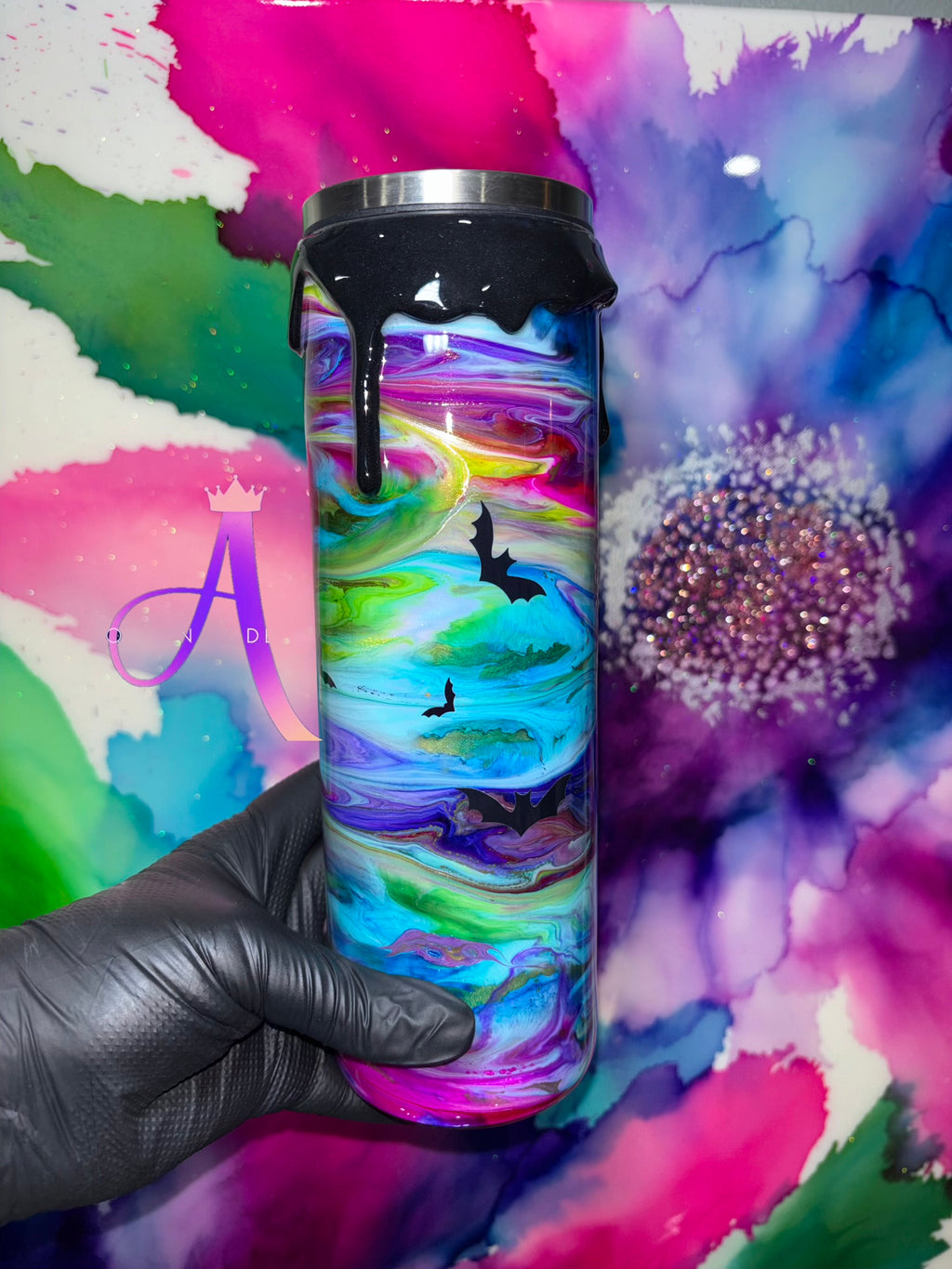 “Trapped in Enid’s Colors” – 30 oz Tumbler 🖤🕷️🕸️