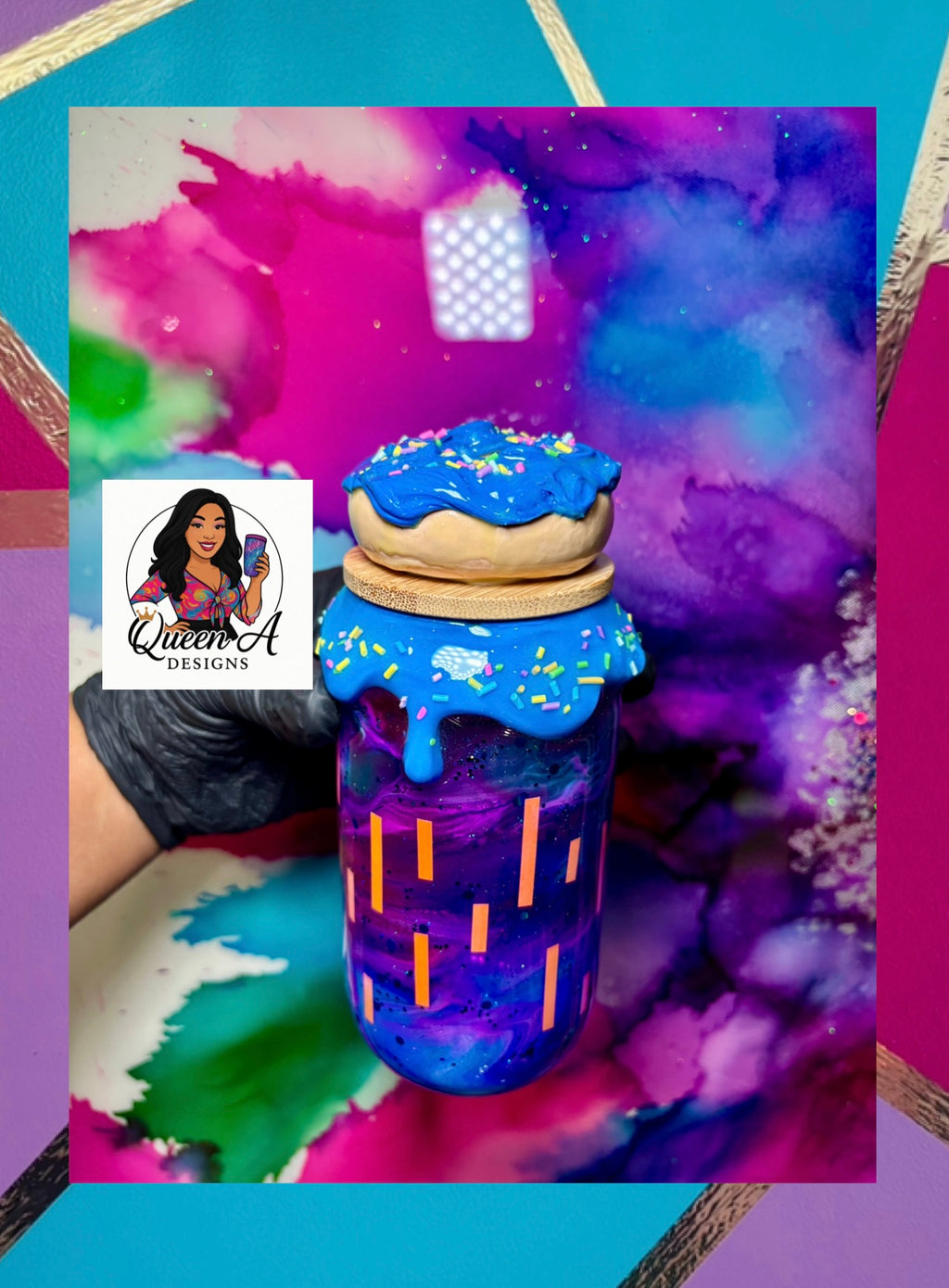 🍩🩷✨“Homers Heaven”✨18 Oz. Glass Tumbler  (✨🔵Blue Icing🔵✨)