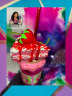 “Berry Sweet Delight” 18 Oz. Glass Tumbler-3D Decorative Bamboo Lid
