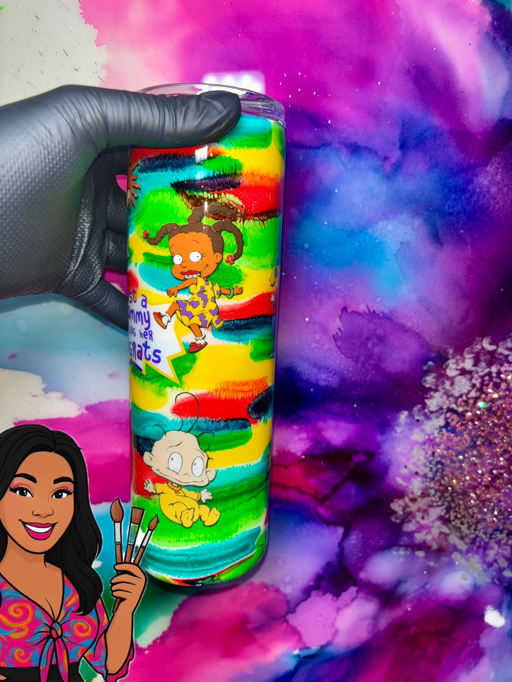 👶✨🍼 “ Rugrat Mama” 30 Oz. Tumbler W/ Handle (Unchosen Collection)