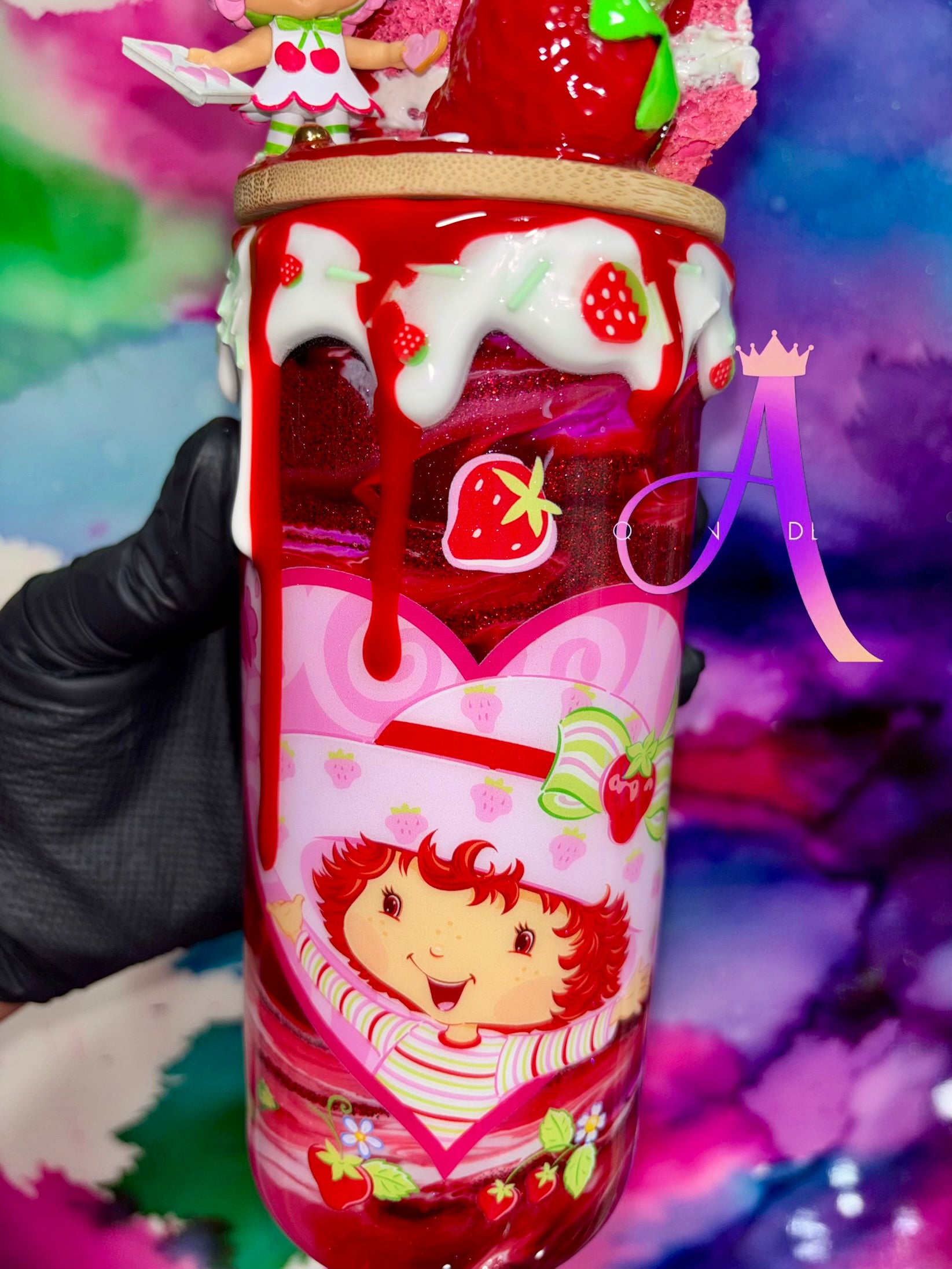 “Sweetest Friends”🍓🍰🍒20 Oz.Glass Tumbler (PREMIUM)