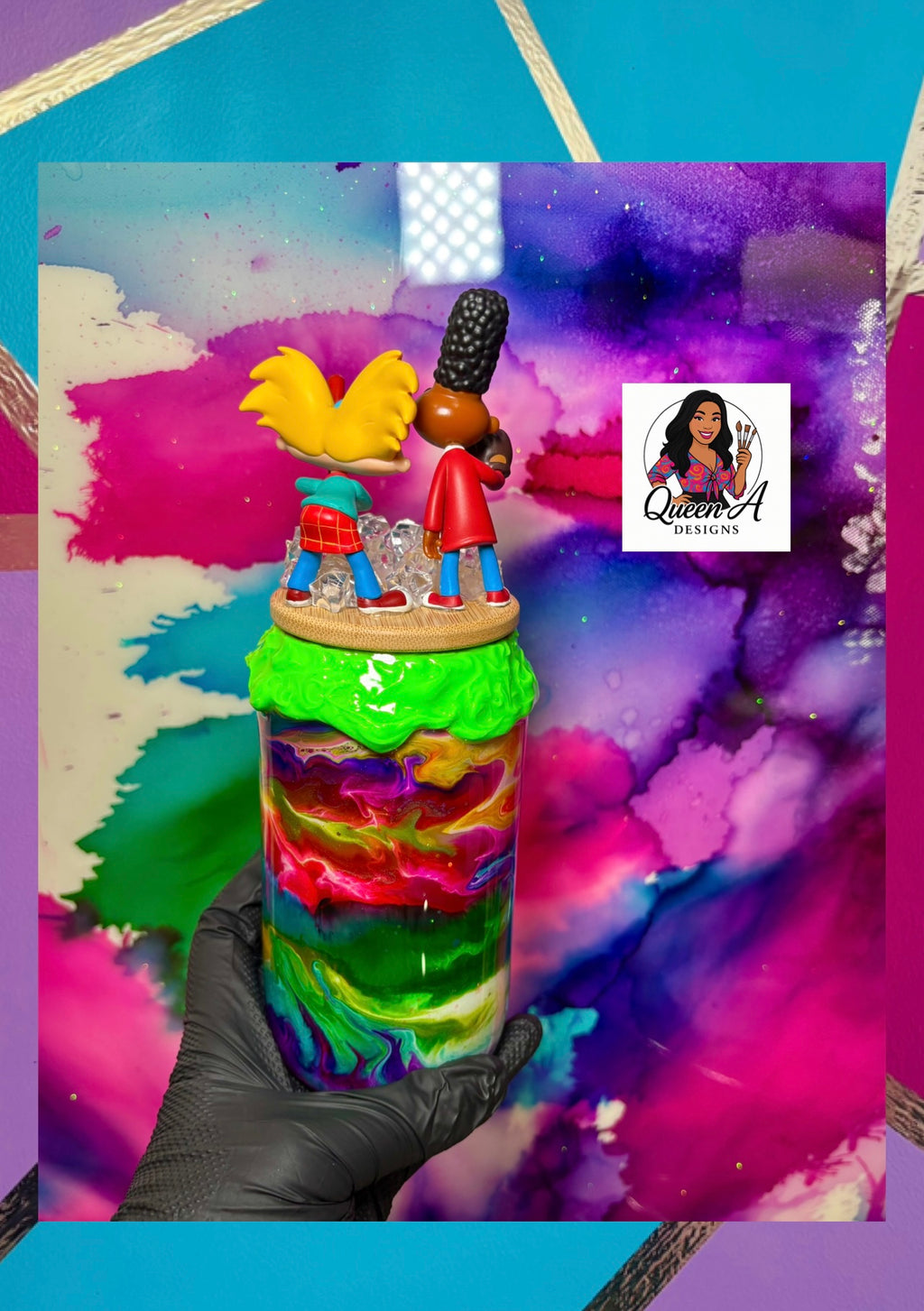 🏙️✨Hey Arnold! “Dream Team”– 18 Oz. Glass Tumbler