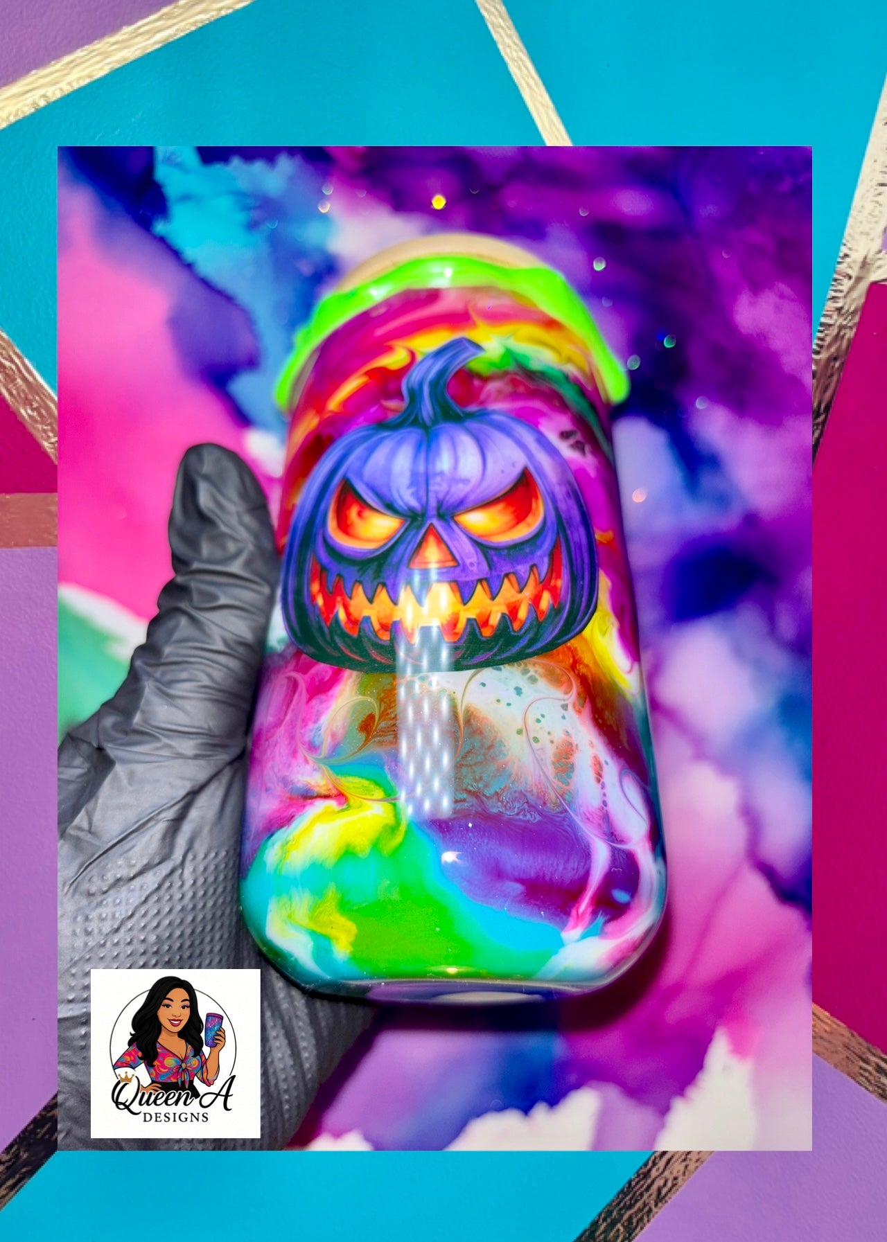 “Neon Nightmare” 18Oz. Glass Tumbler