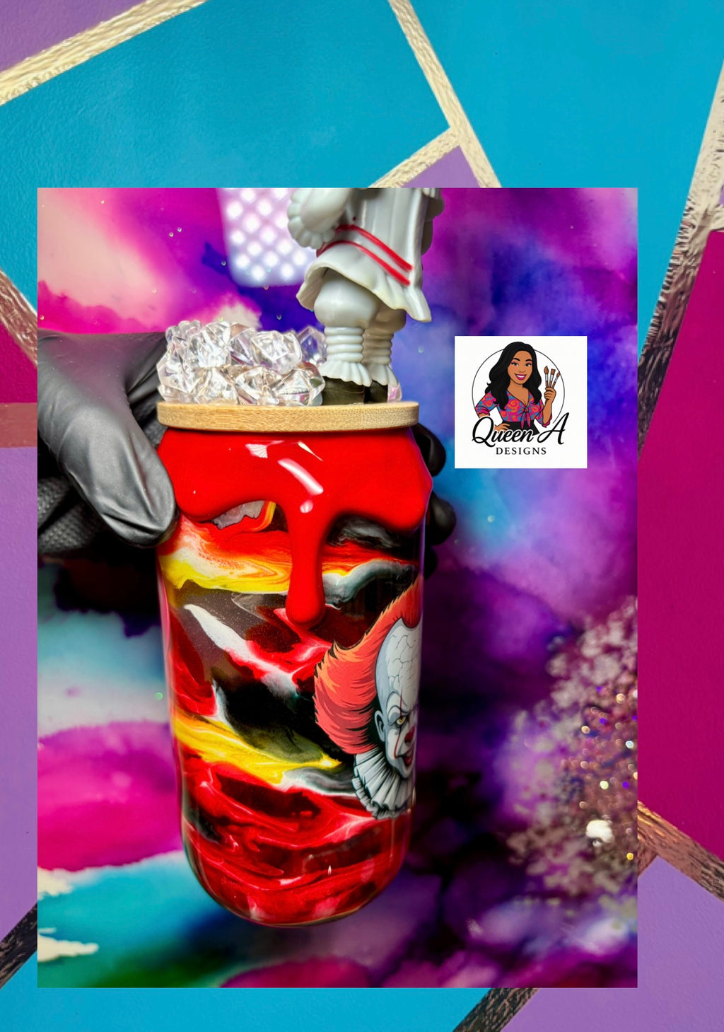 “You’ll Float Too!”🎈🩸18 Oz. Glass Tumbler