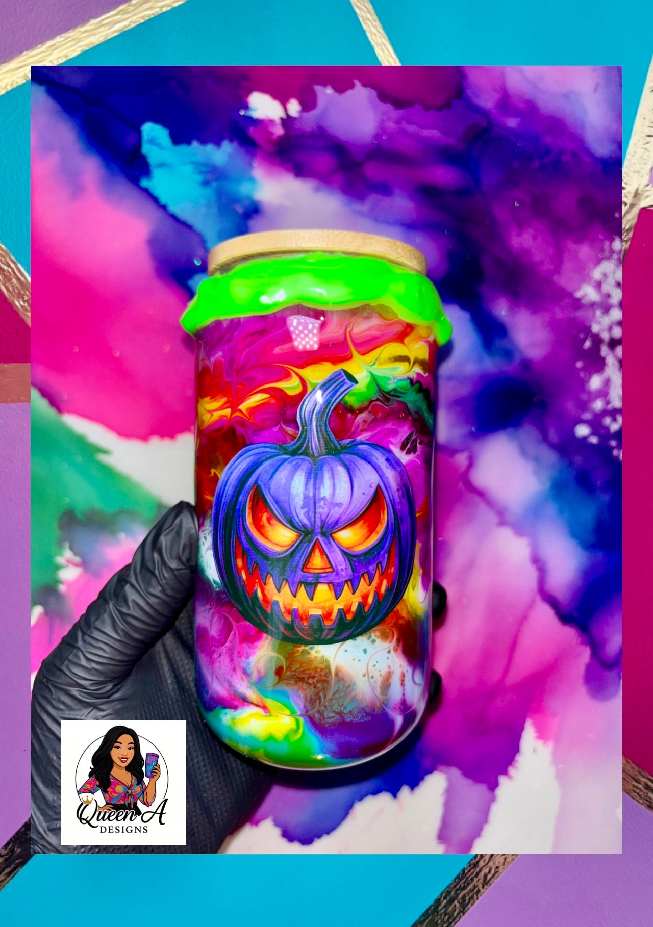 “Neon Nightmare” 18Oz. Glass Tumbler