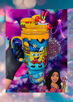 “Deep Sea Burger Bash”🍔🏝️✨💙✨40 OZ. (Glass Tumbler)✨PREMIUM