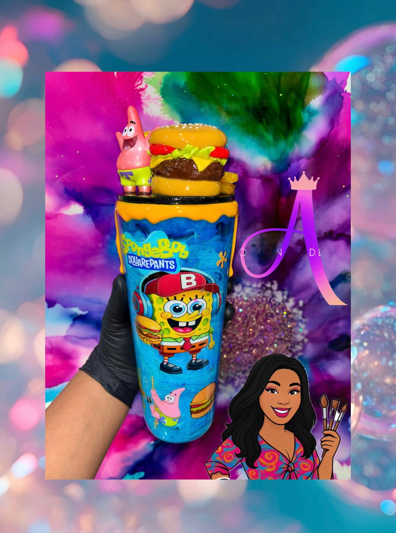 🍔✨🏝️“Bikini Bottom Burger Bliss” 24Oz. Tumbler (PREMIUM)