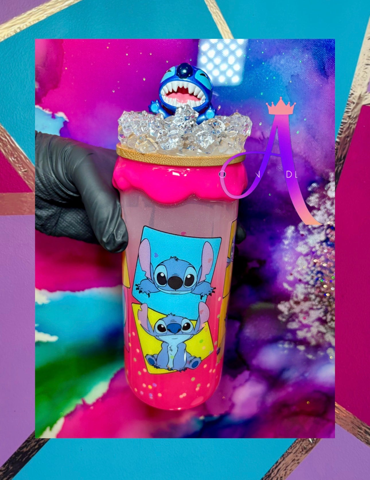 “Sugar Rush Stitch” 20 Oz. Glass Tumbler 🩷🍭🍬