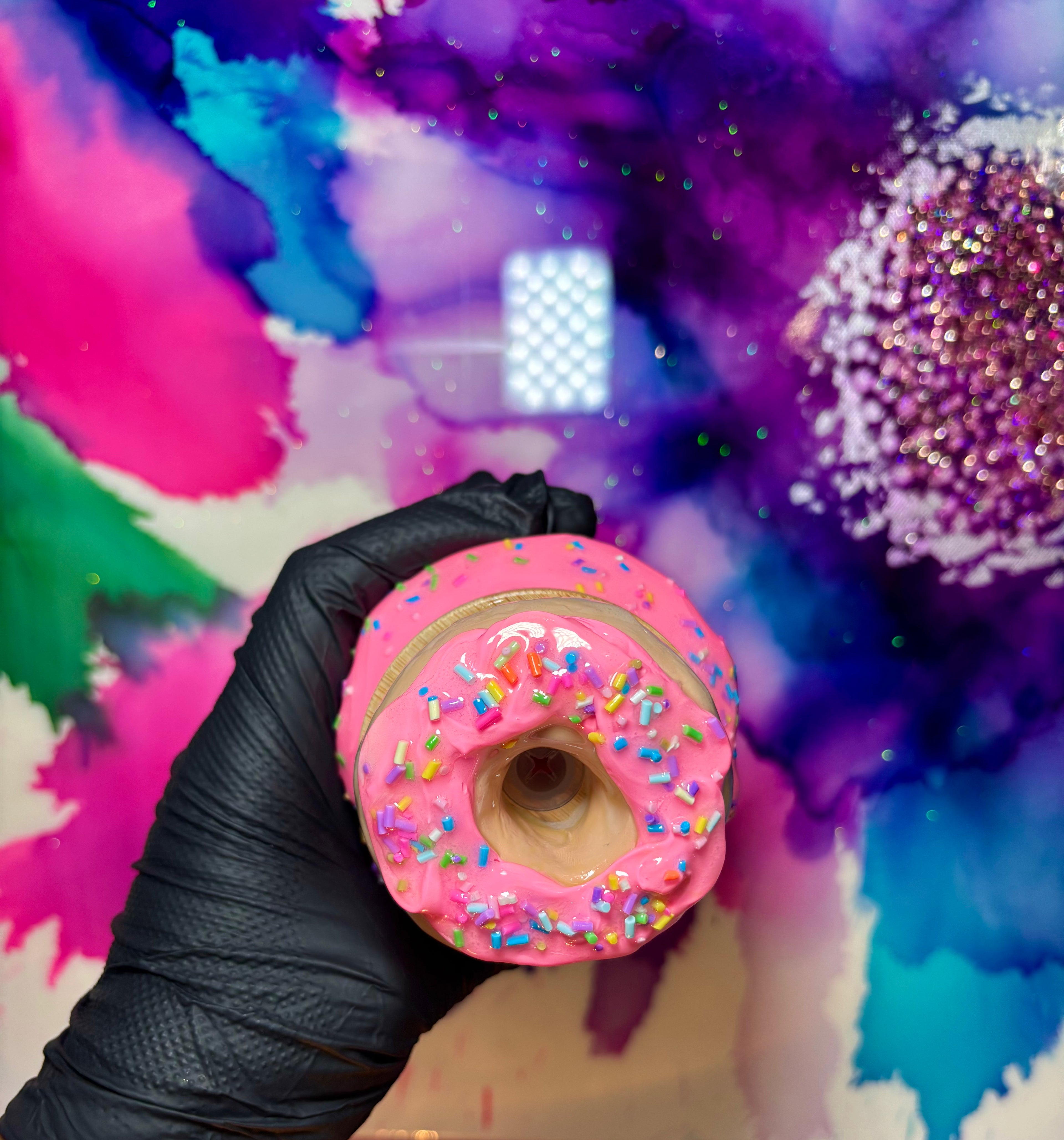 🍩🩷✨“Homers Heaven”✨18 Oz. Glass Tumbler  (🌈Rainbow Swirl🌈)