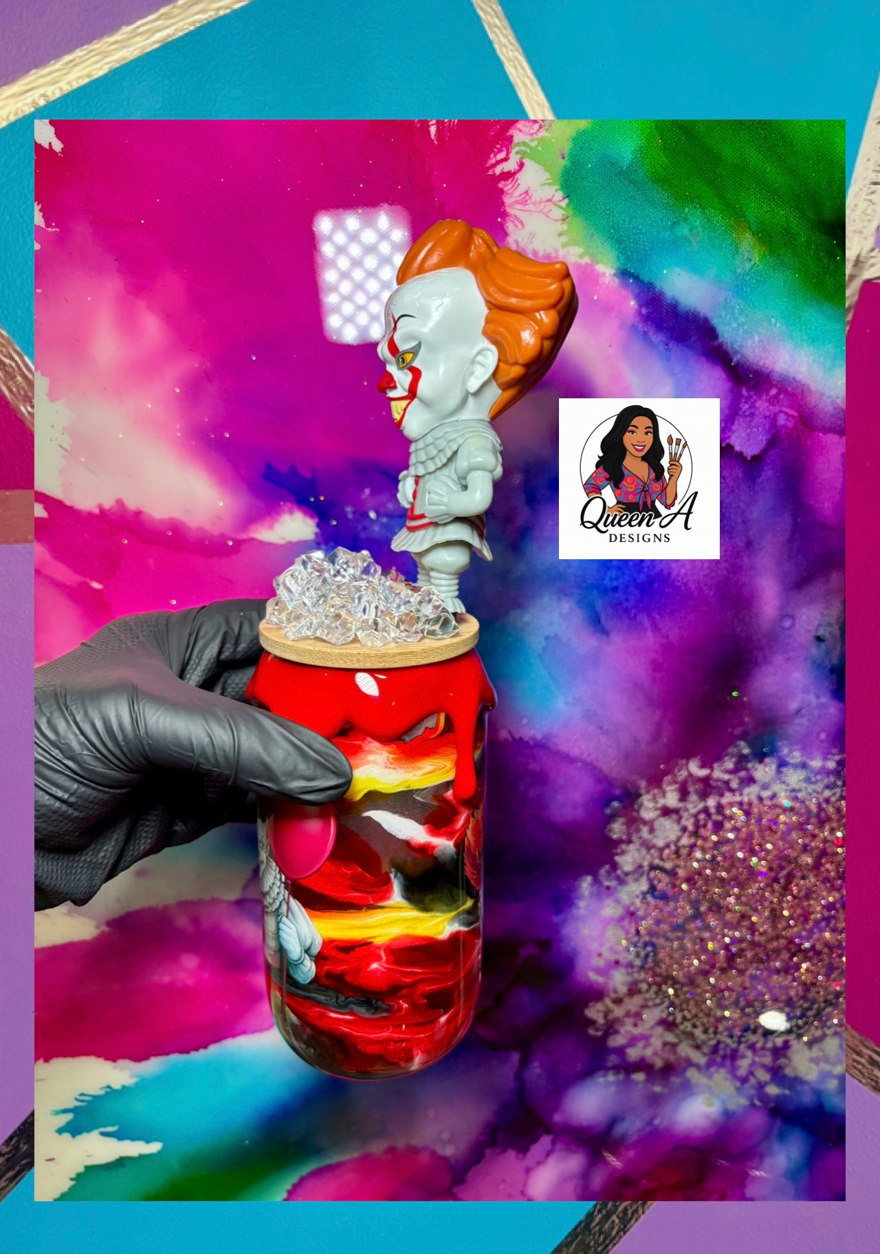 “You’ll Float Too!”🎈🩸18 Oz. Glass Tumbler