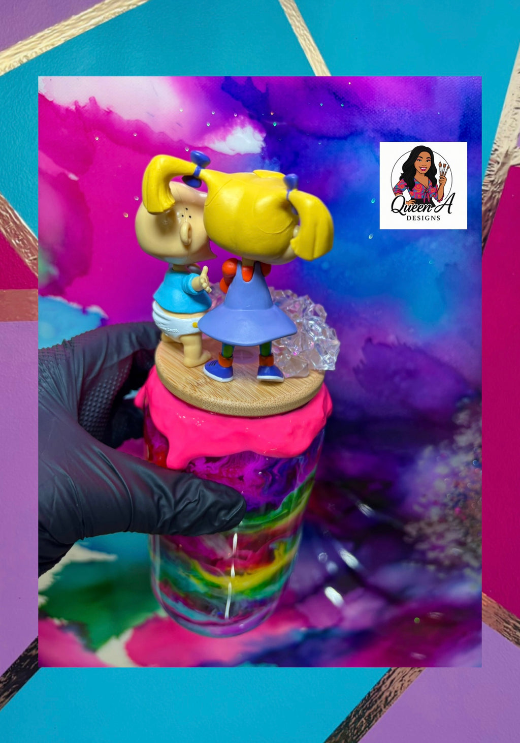 “Rugrats Dream Race”– 18 oz Glass Tumbler🍼✨🌈🩷💛💚💙✨