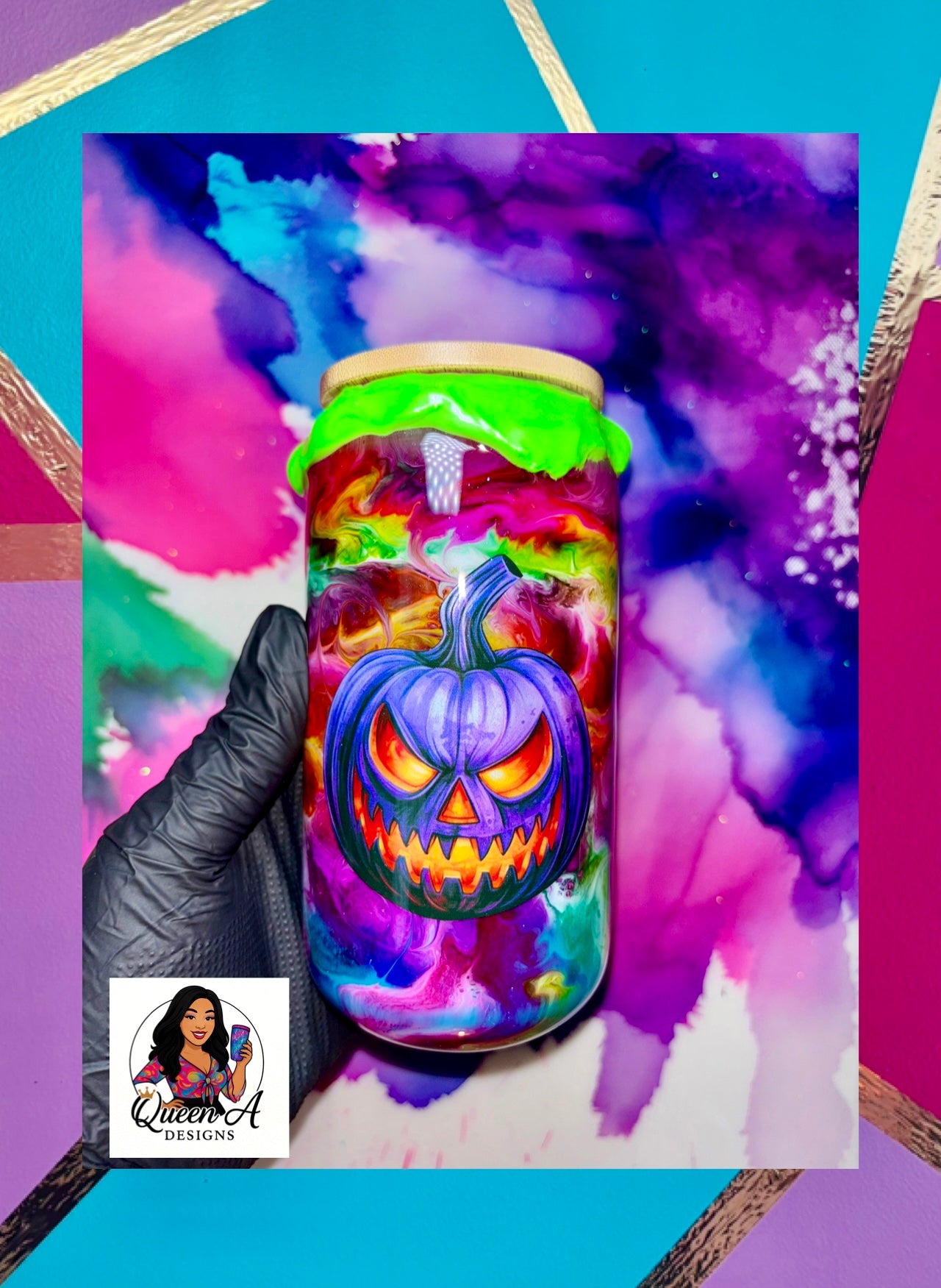 “Neon Nightmare” 18Oz. Glass Tumbler